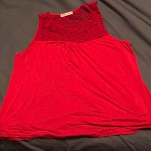 Flowy red lace tank